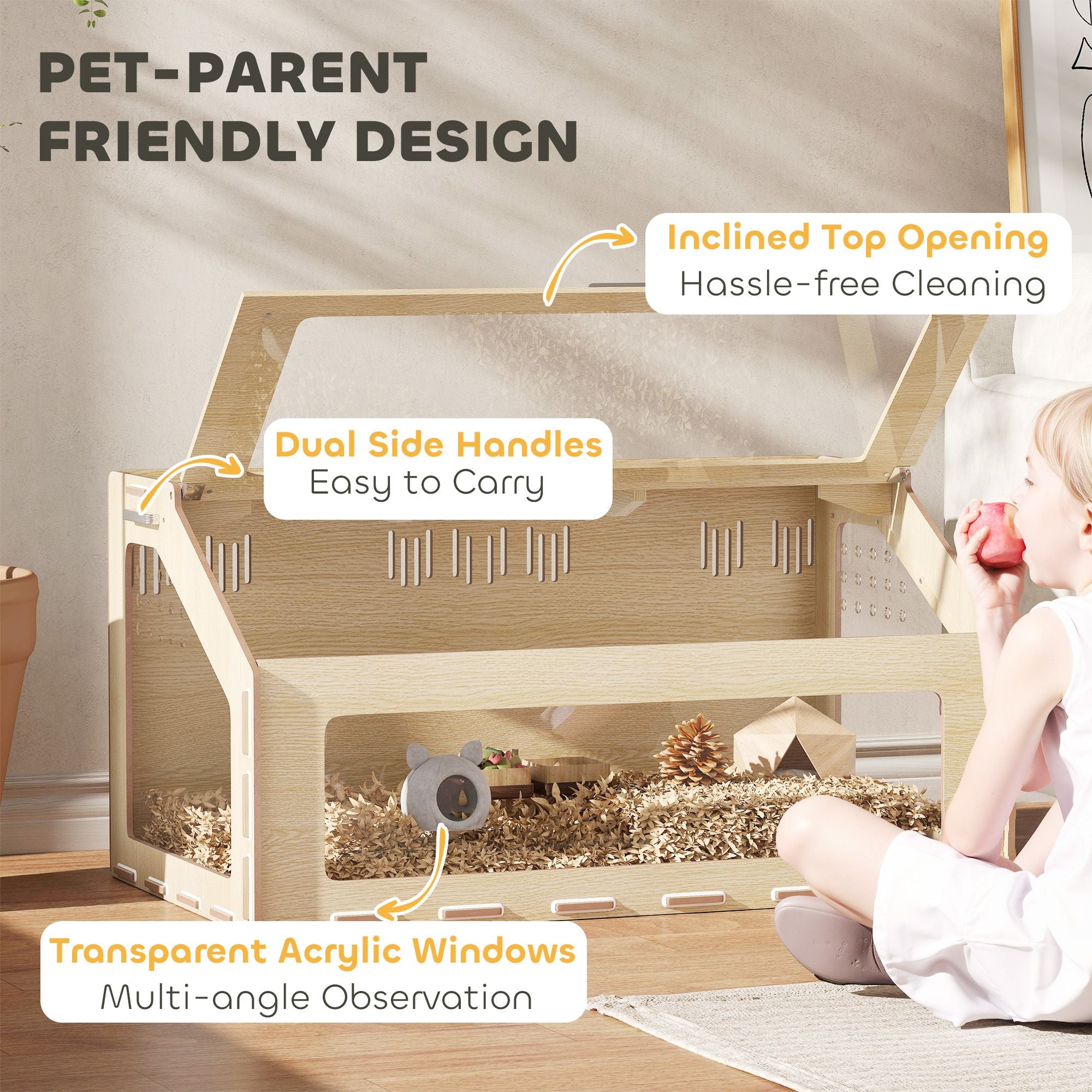 Spacious 39" Hamster Cage with Acrylic Windows & Openable Top