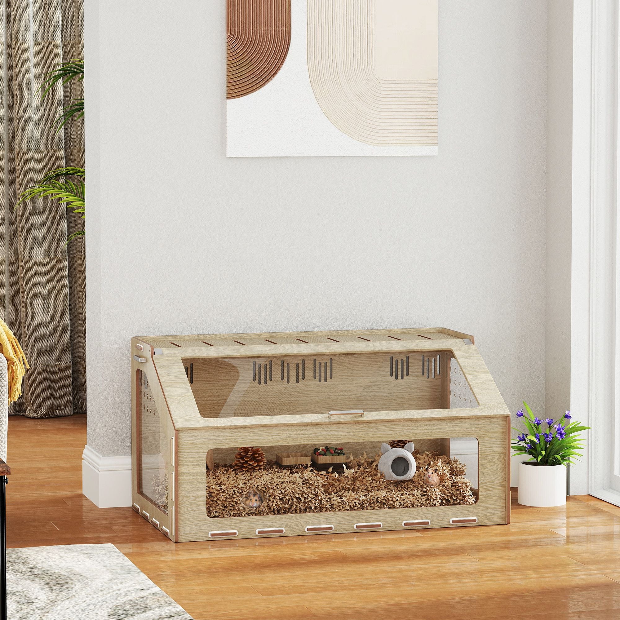 Spacious 39" Hamster Cage with Acrylic Windows & Openable Top