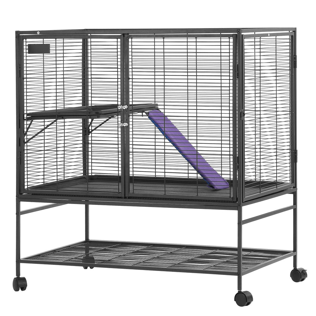 Large 2-Tier Rolling Ferret Cage with Ramps & Easy-Clean Tray