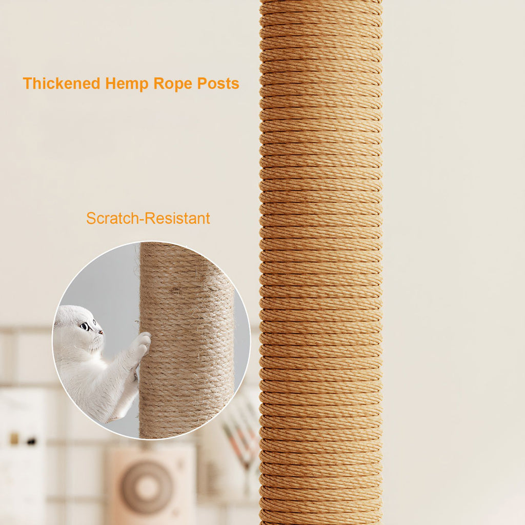 Cat Tower with Sisal Scratching Posts, Top Perch, Hammock, and Toys