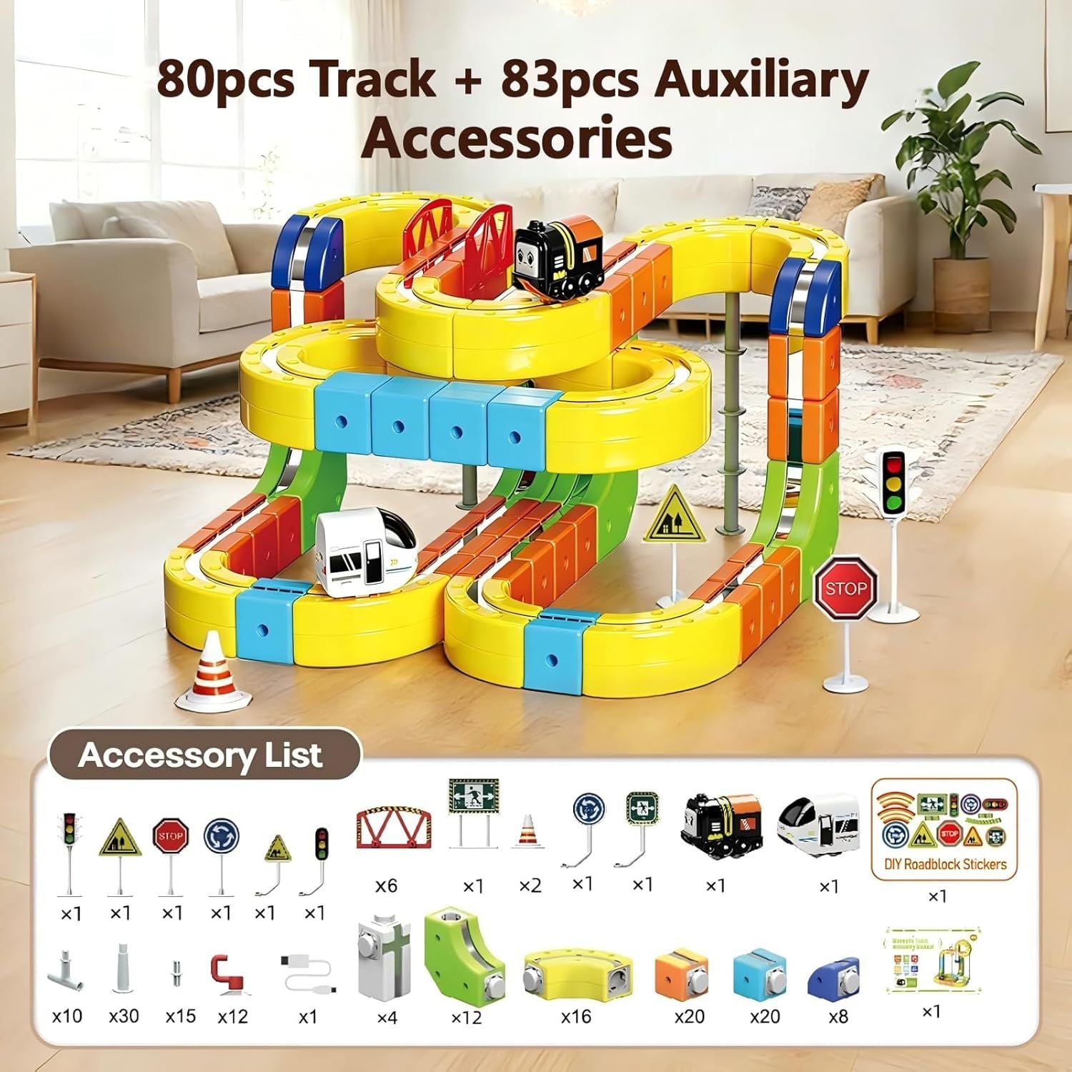 3D Gravity-Defying Electric Magnetic Train Set – 105PCS Kit