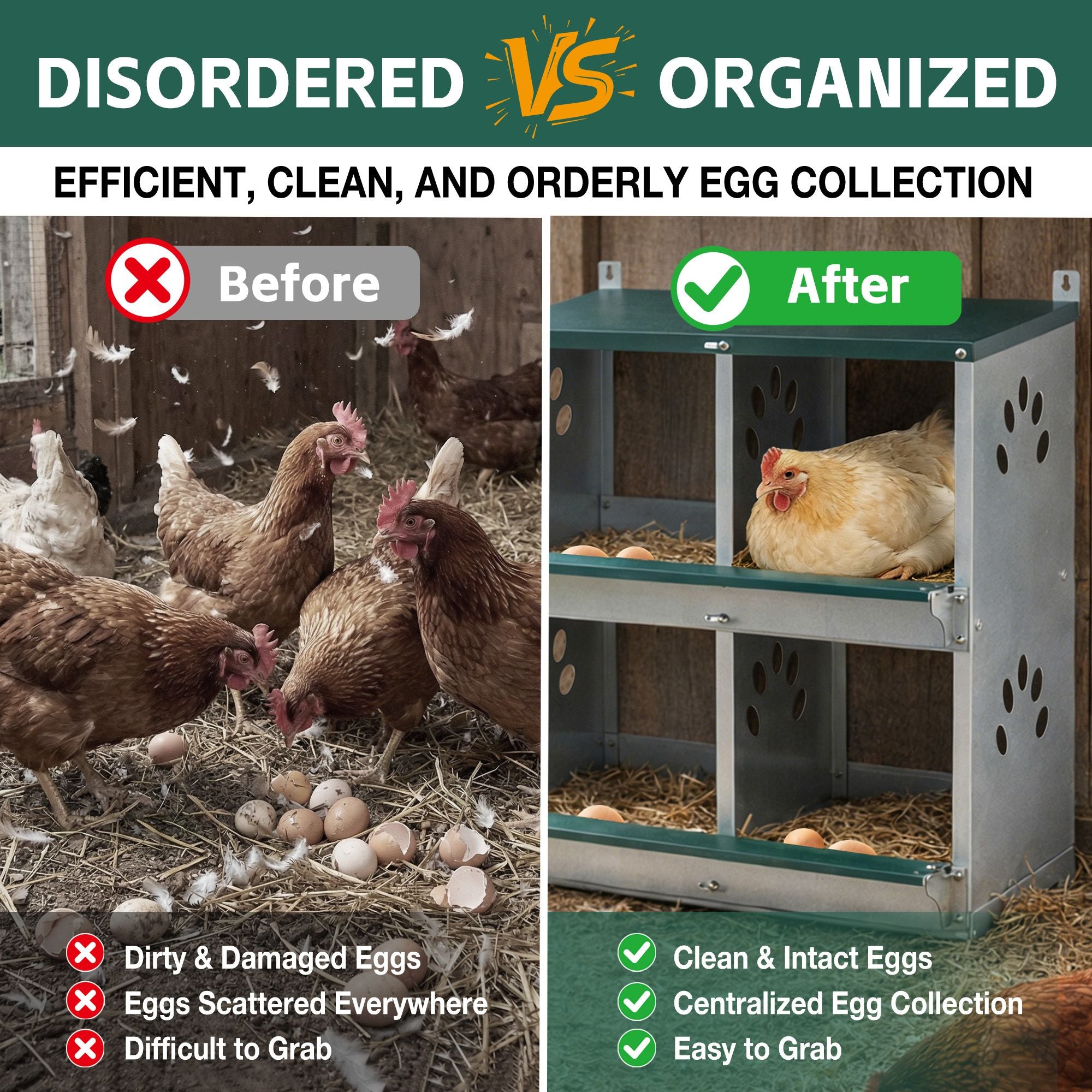 structured Chicken Nesting Box with 4 Compartments