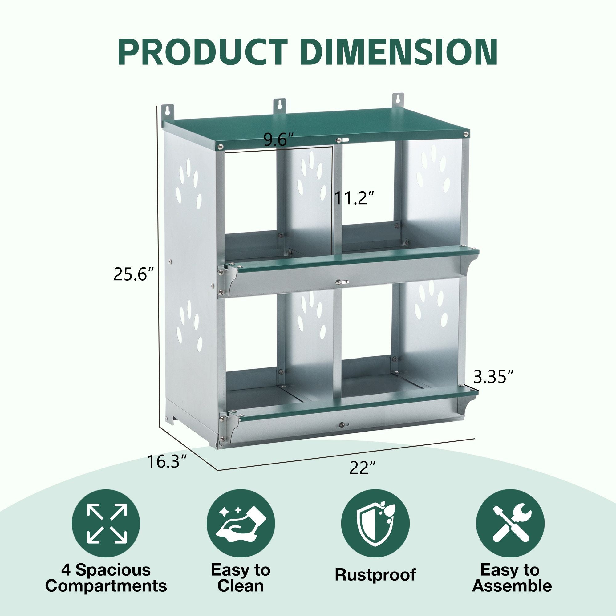 4 Holes Metal Chicken Nesting Box Wall Mount Chicken Egg Laying Box