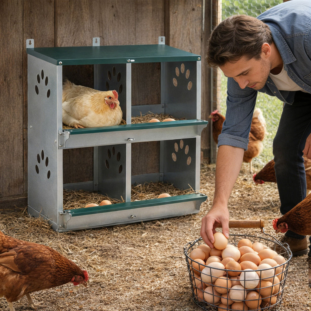 4 Holes Metal Chicken Nesting Box Wall Mount Chicken Egg Laying Box