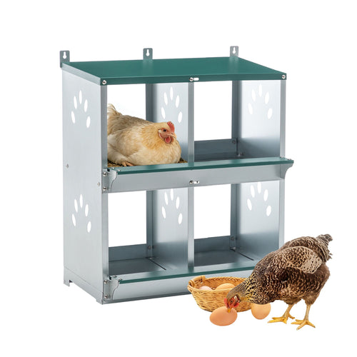 4 Holes Metal Chicken Nesting Box Wall Mount Chicken Egg Laying Box