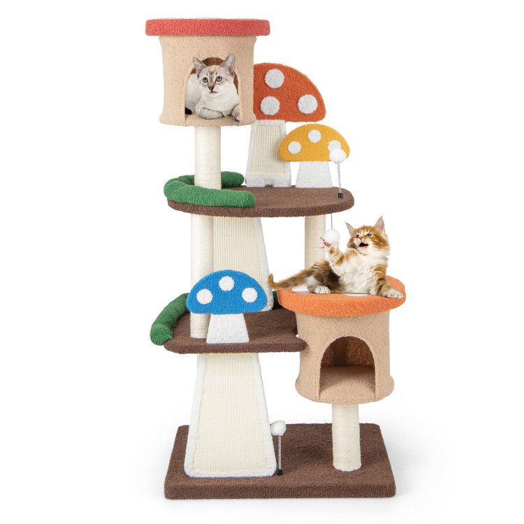 Mushroom Magic: 7-Tier Cat Tree with Cozy Condos & Interactive Fun