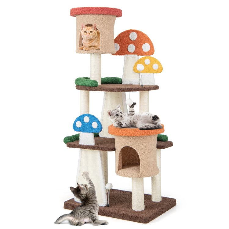 Mushroom Magic: 7-Tier Cat Tree with Cozy Condos & Interactive Fun