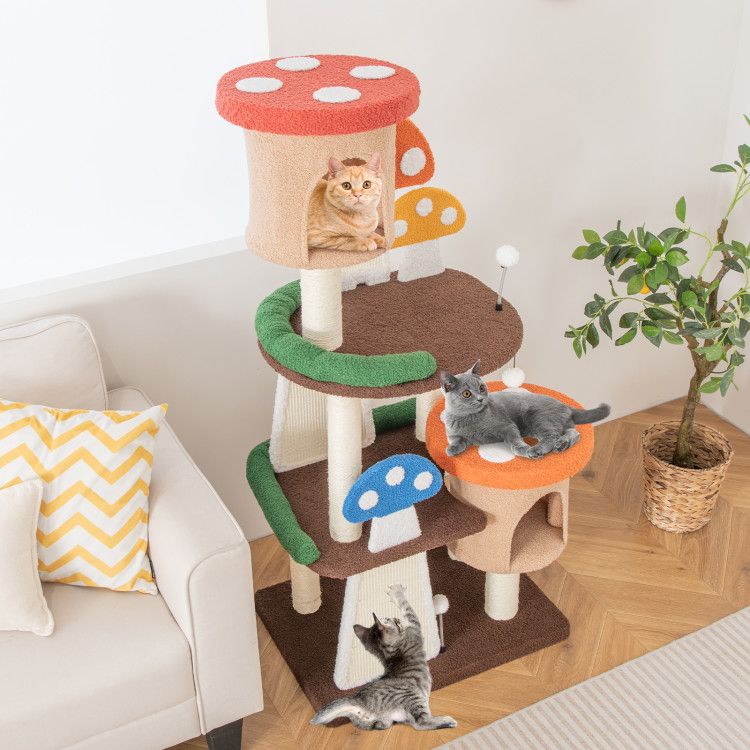 Mushroom Magic: 7-Tier Cat Tree with Cozy Condos & Interactive Fun
