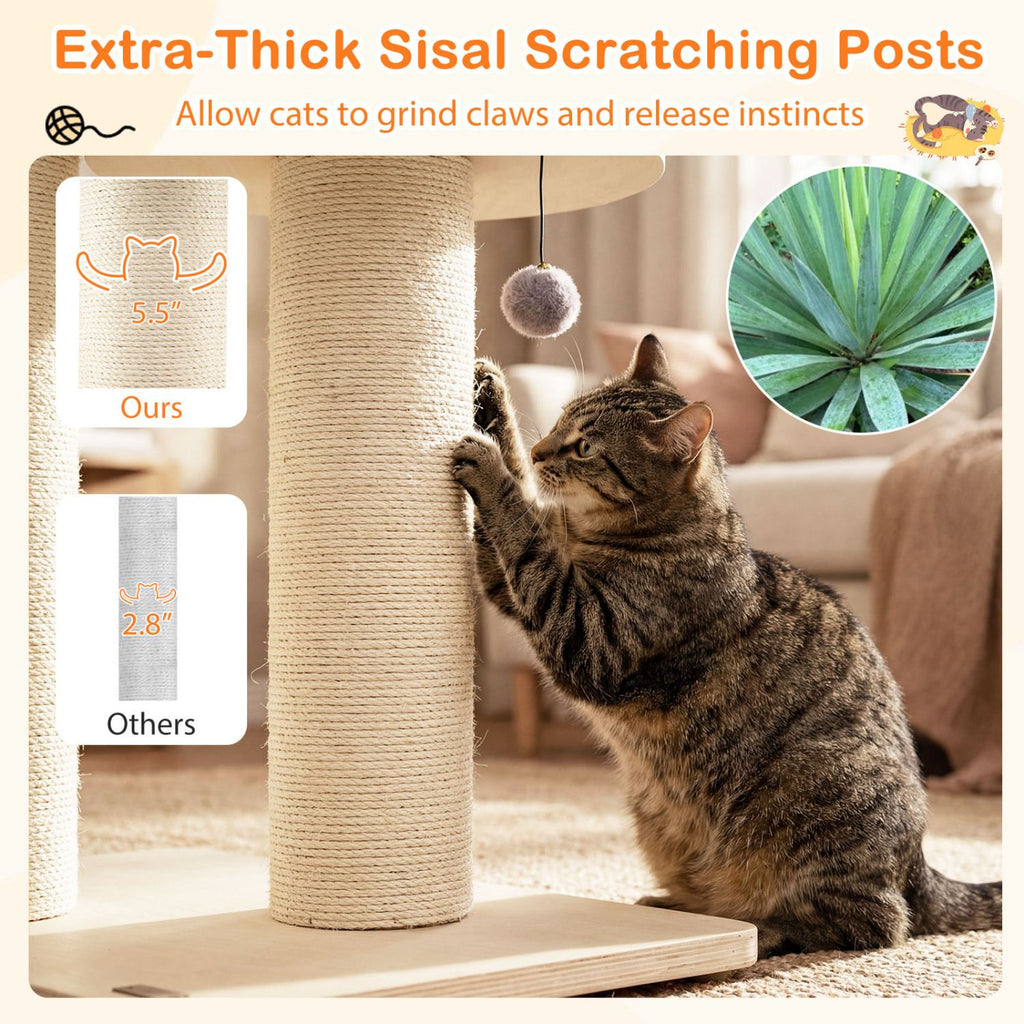 4-Layer 68.5- furniture-style Cat Tree Condo with Sisal Posts & Hammock