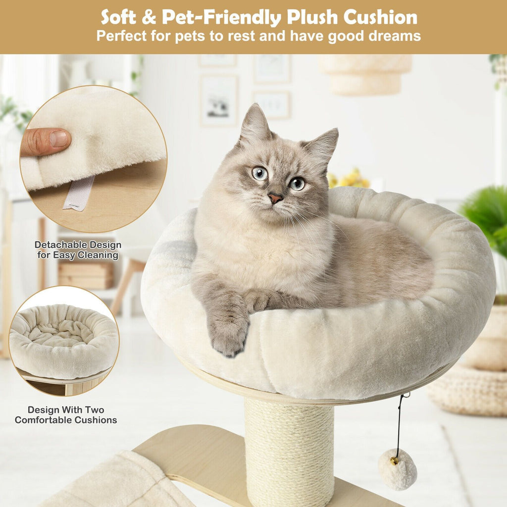 4-Layer 68.5- furniture-style Cat Tree Condo with Sisal Posts & Hammock