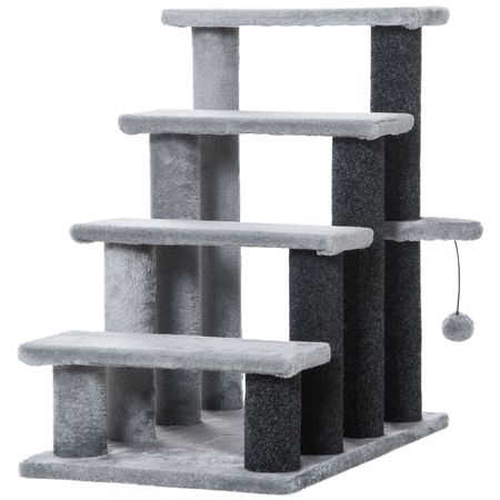 4-Level Cat Stair & Dog Stairs with Hanging Ball and Cozy Steps