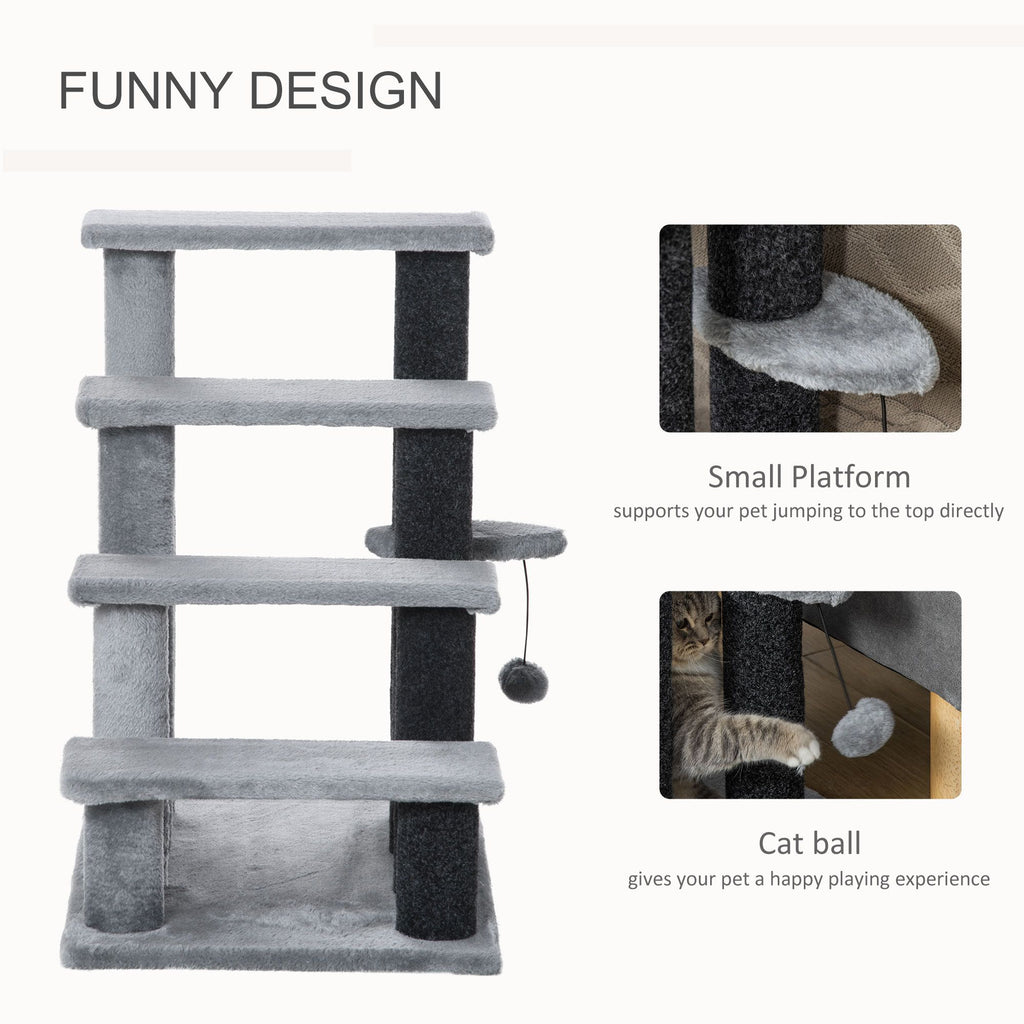 4-Level Cat Stair & Dog Stairs with Hanging Ball and Cozy Steps