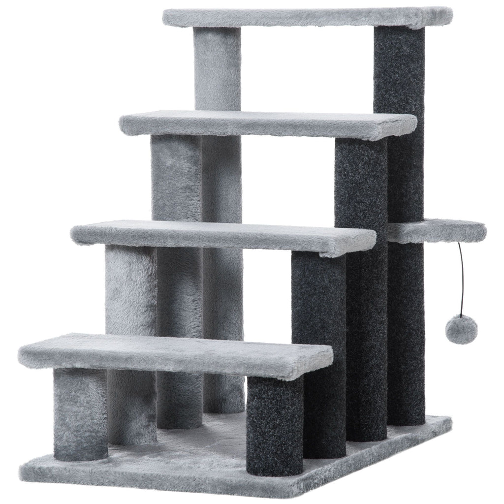 4-Level Cat Stair & Dog Stairs with Hanging Ball and Cozy Steps