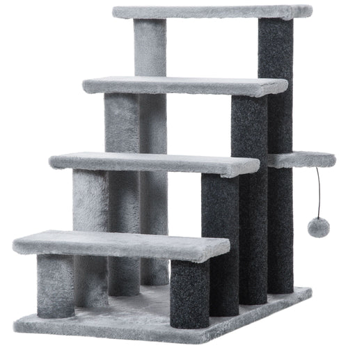 4-Level Cat Stair & Dog Stairs with Hanging Ball and Cozy Steps