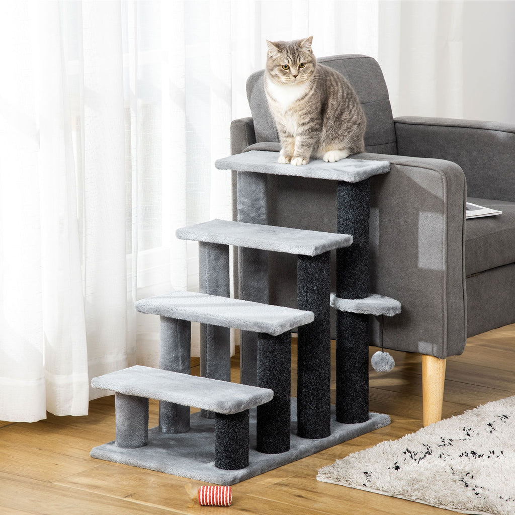 4-Level Cat Stair & Dog Stairs with Hanging Ball and Cozy Steps