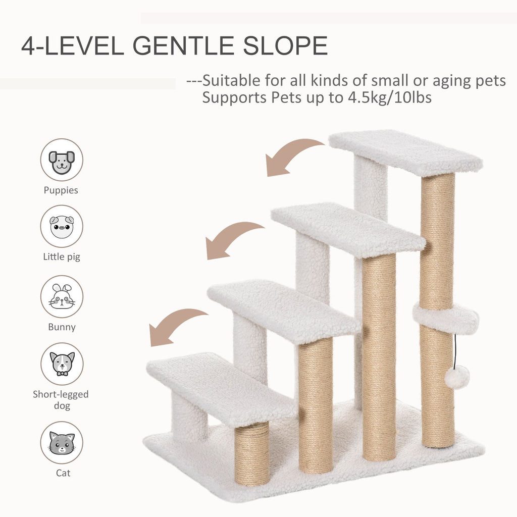 Cat Stairs with Scratching Posts and Hanging Play Ball