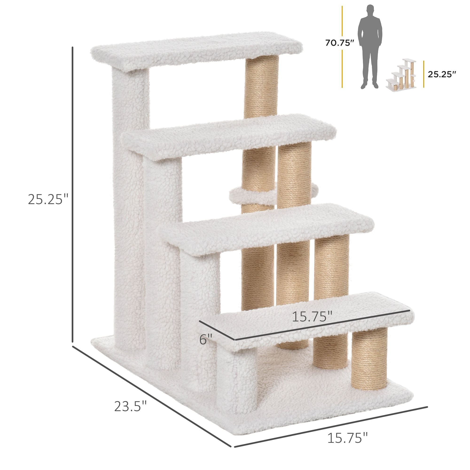 Cat Stairs with Scratching Posts and Hanging Play Ball