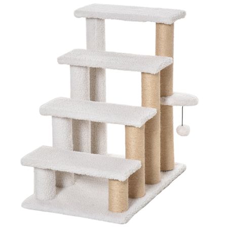 Cat Stairs with Scratching Posts and Hanging Play Ball