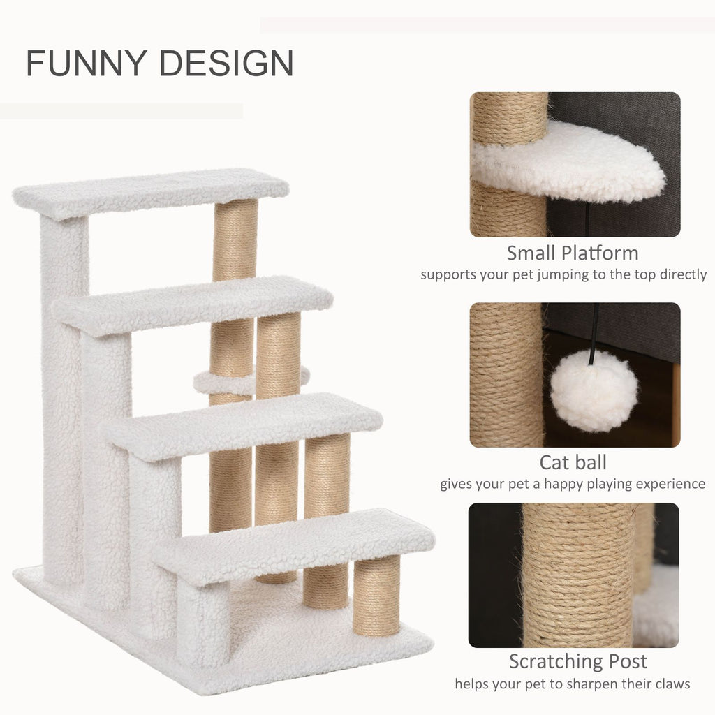 Cat Stairs with Scratching Posts and Hanging Play Ball