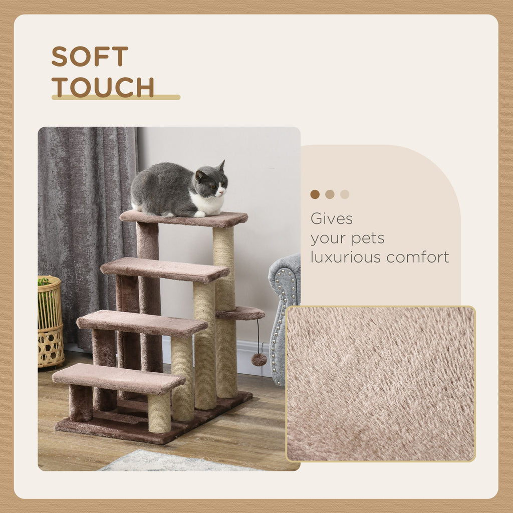 4-Level Cat Steps with Scratching Posts – Cozy Flannel Ladder for Beds & Sofas