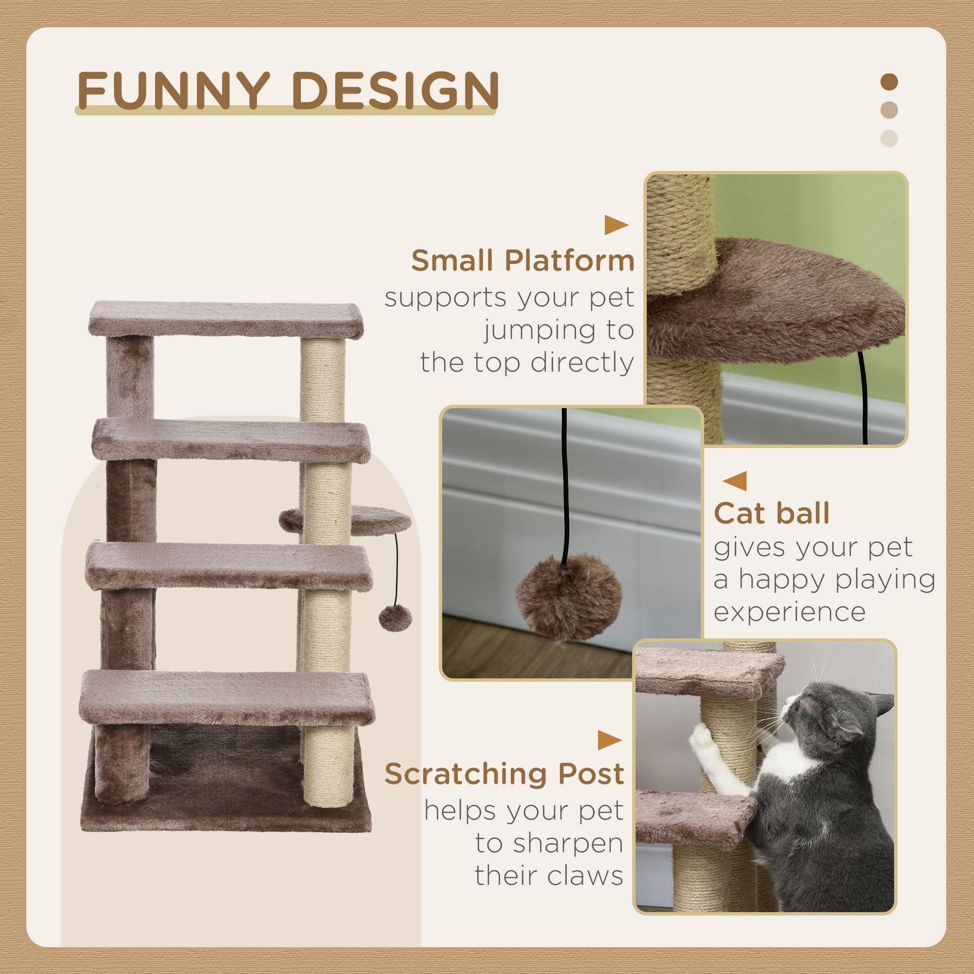 4-Level Cat Steps with Scratching Posts – Cozy Flannel Ladder for Beds & Sofas