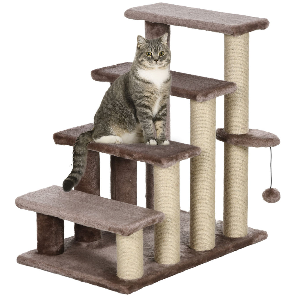 4-Level Cat Steps with Scratching Posts – Cozy Flannel Ladder for Beds & Sofas
