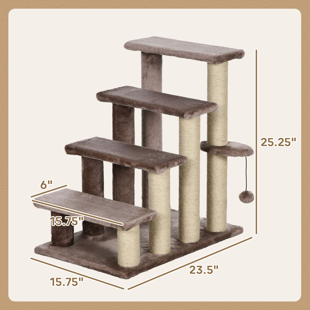 4-Level Cat Steps with Scratching Posts – Cozy Flannel Ladder for Beds & Sofas