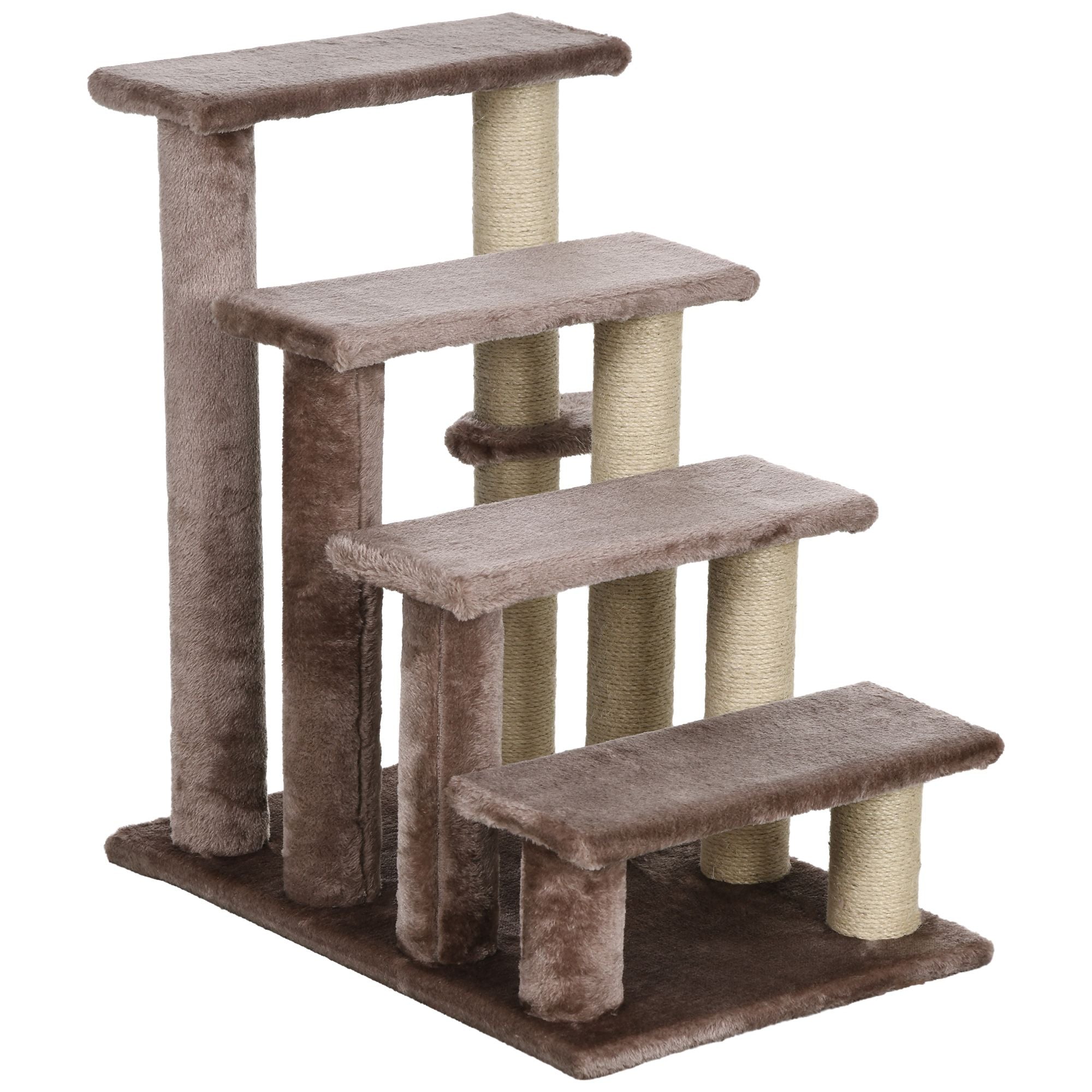 4-Level Cat Steps with Scratching Posts – Cozy Flannel Ladder for Beds & Sofas