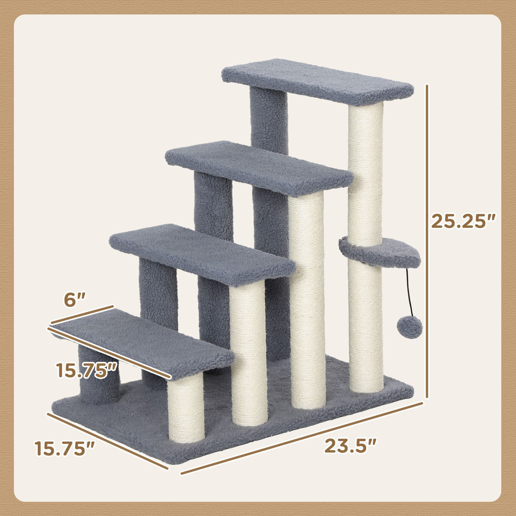 Climb, Scratch, and Play: 4-Level Cat Steps for Bed and Sofa