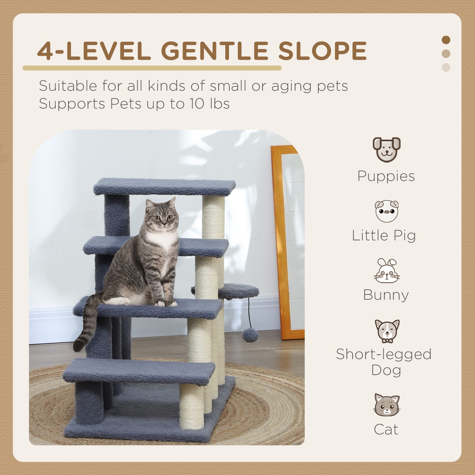 Climb, Scratch, and Play: 4-Level Cat Steps for Bed and Sofa