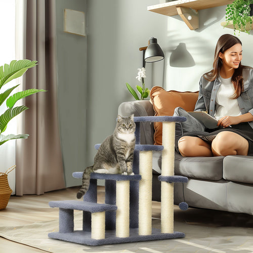 Climb, Scratch, and Play: 4-Level Cat Steps for Bed and Sofa