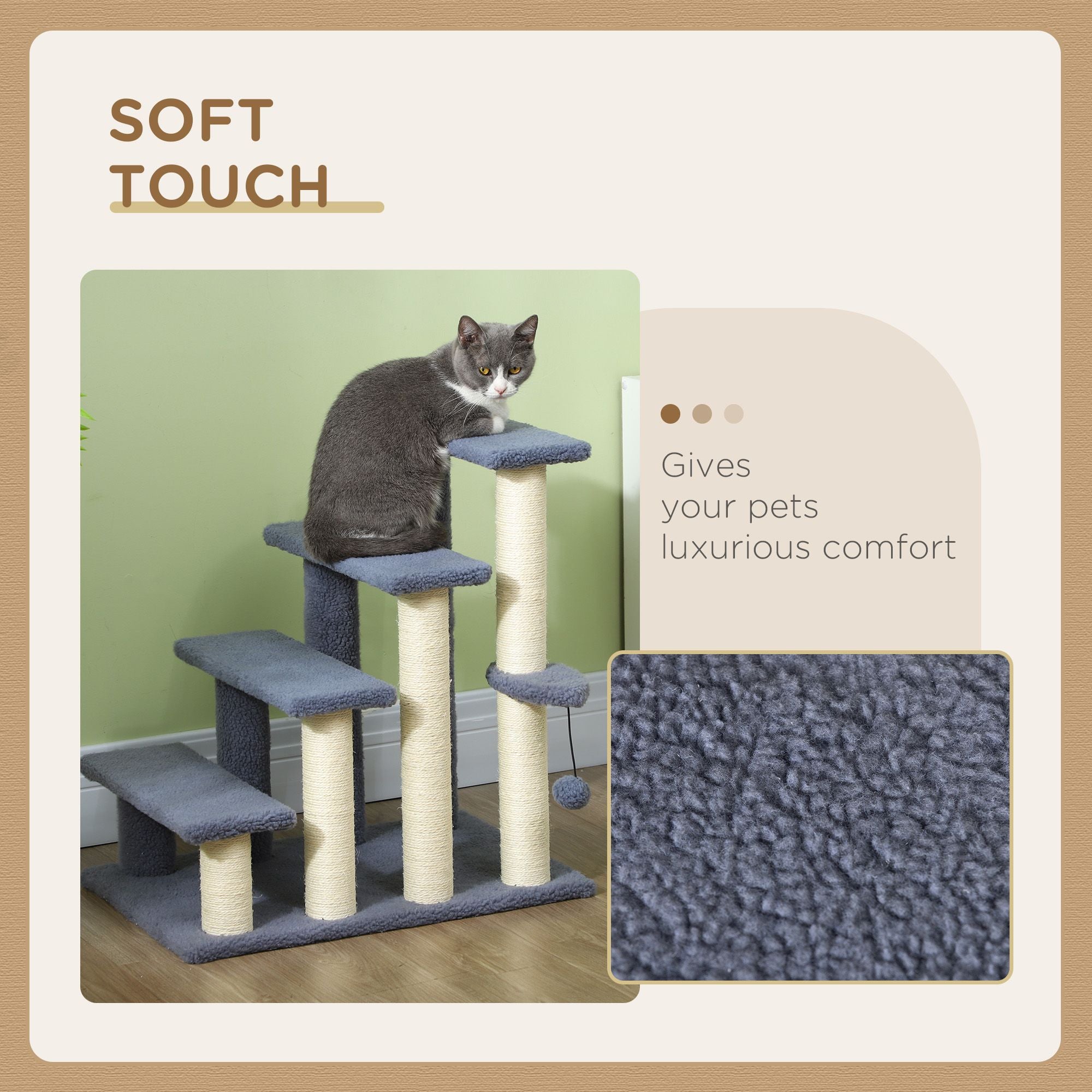 Climb, Scratch, and Play: 4-Level Cat Steps for Bed and Sofa
