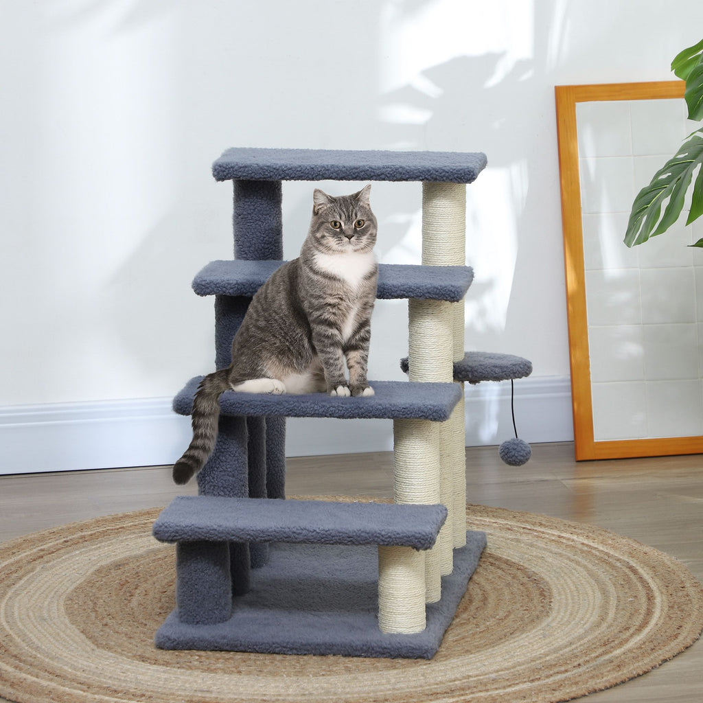Climb, Scratch, and Play: 4-Level Cat Steps for Bed and Sofa