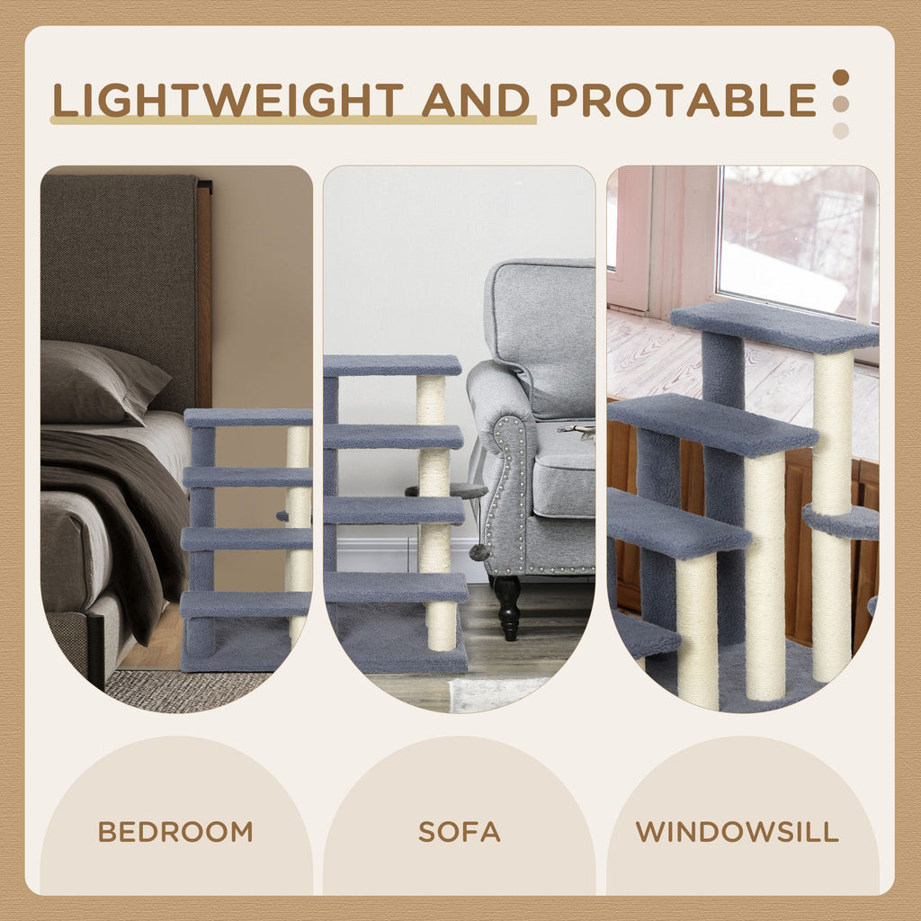 Climb, Scratch, and Play: 4-Level Cat Steps for Bed and Sofa