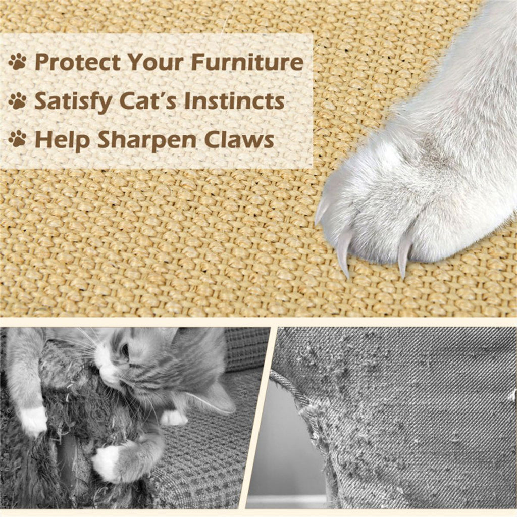 4-Pack 32"x20" Natural Sisal Cat Scratching Mats, Multifunctional Resting & Play Pads for Multi-Cat Households