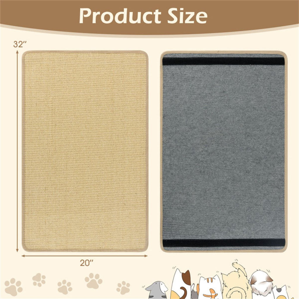 4-Pack 32"x20" Natural Sisal Cat Scratching Mats, Multifunctional Resting & Play Pads for Multi-Cat Households