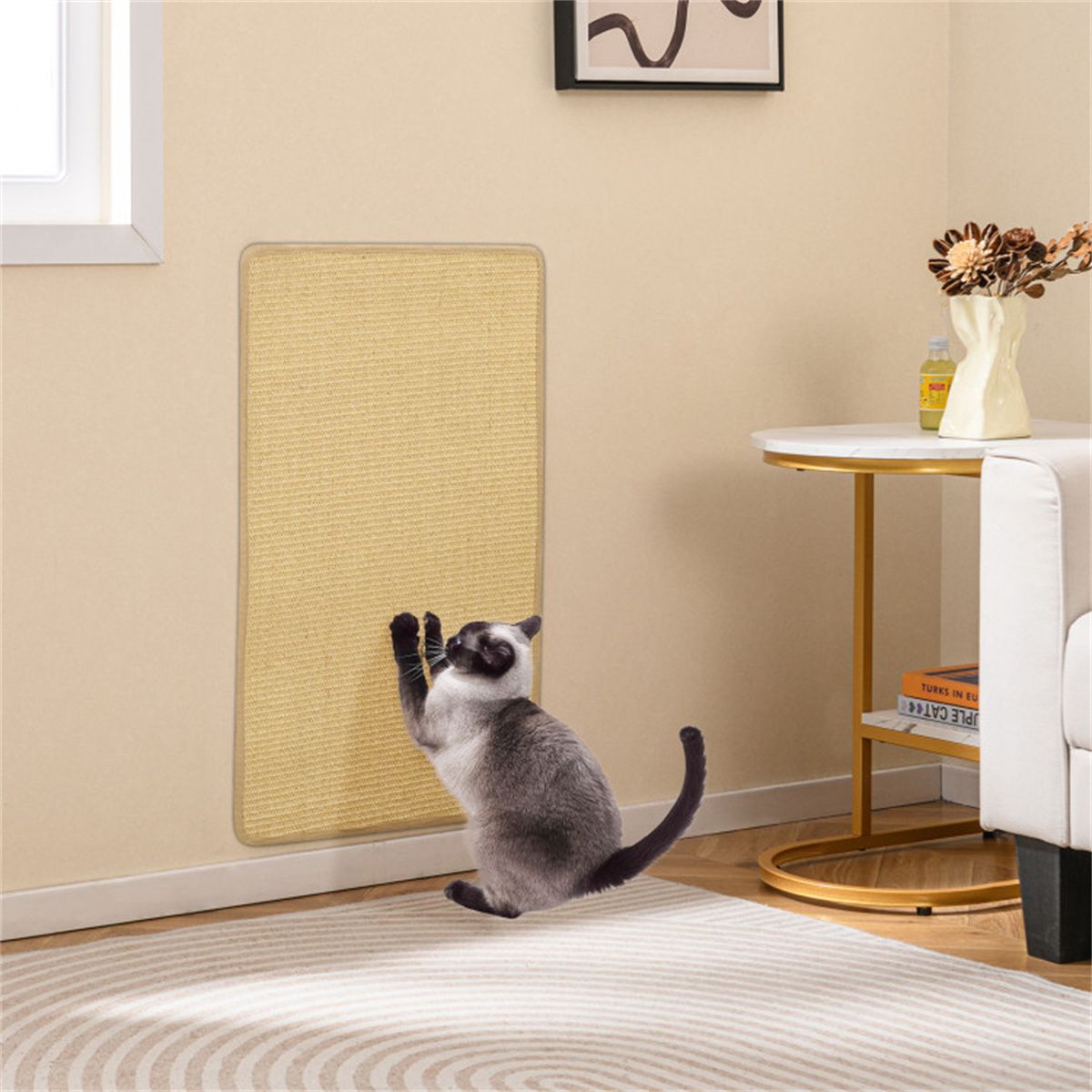 4-Pack 32"x20" Natural Sisal Cat Scratching Mats, Multifunctional Resting & Play Pads for Multi-Cat Households