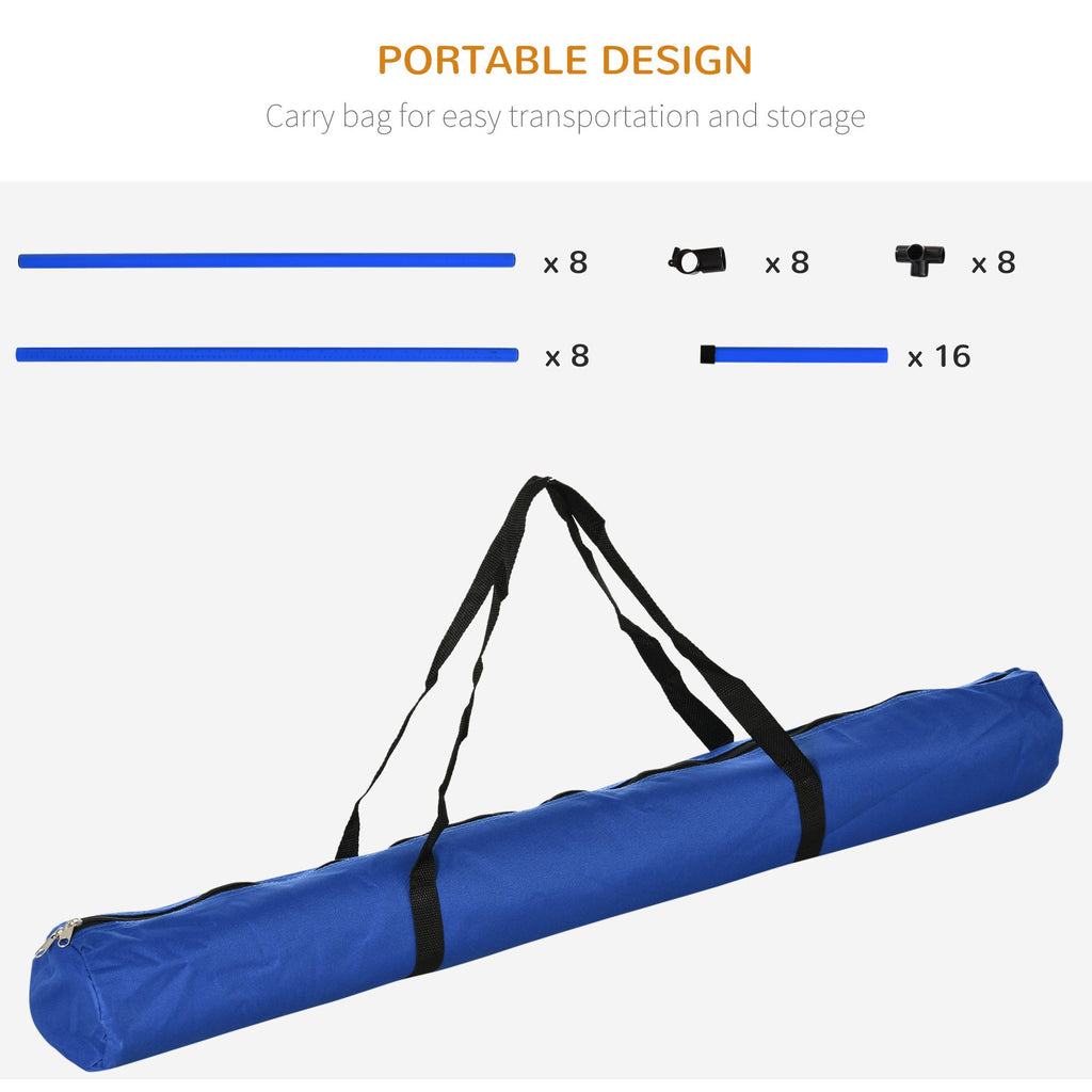 4 Piece Dog Agility Starter Kit, Adjustable Jump Bars, Carry Bag, Blue