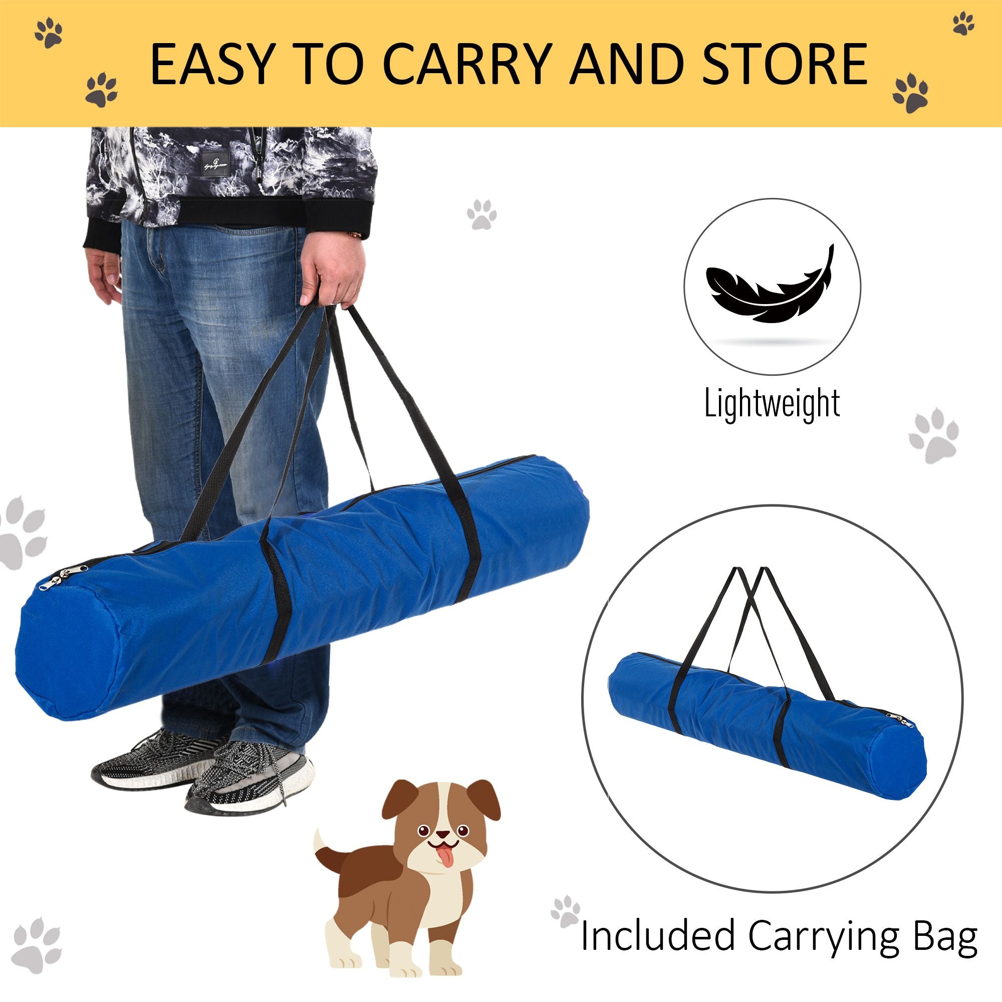 4 Piece Dog Agility Starter Kit, Adjustable Jump Bars, Carry Bag, Blue