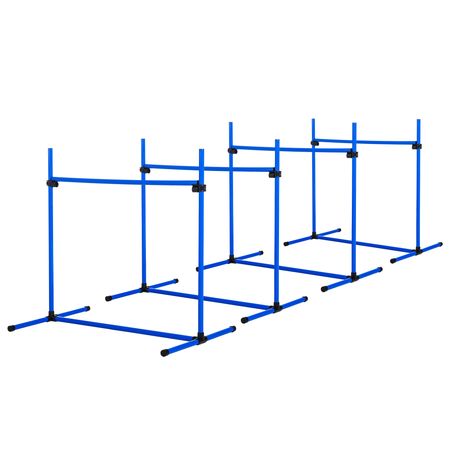 4 Piece Dog Agility Starter Kit, Adjustable Jump Bars, Carry Bag, Blue