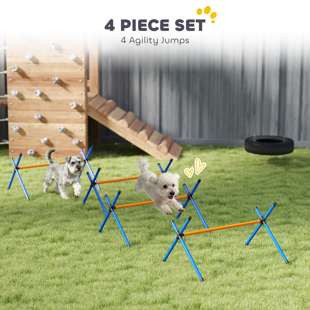 4 Pieces Dog Agility Equipment, Dog Agility Course Backyard Set with Adjustable Height Jump Bars and Carry Bag