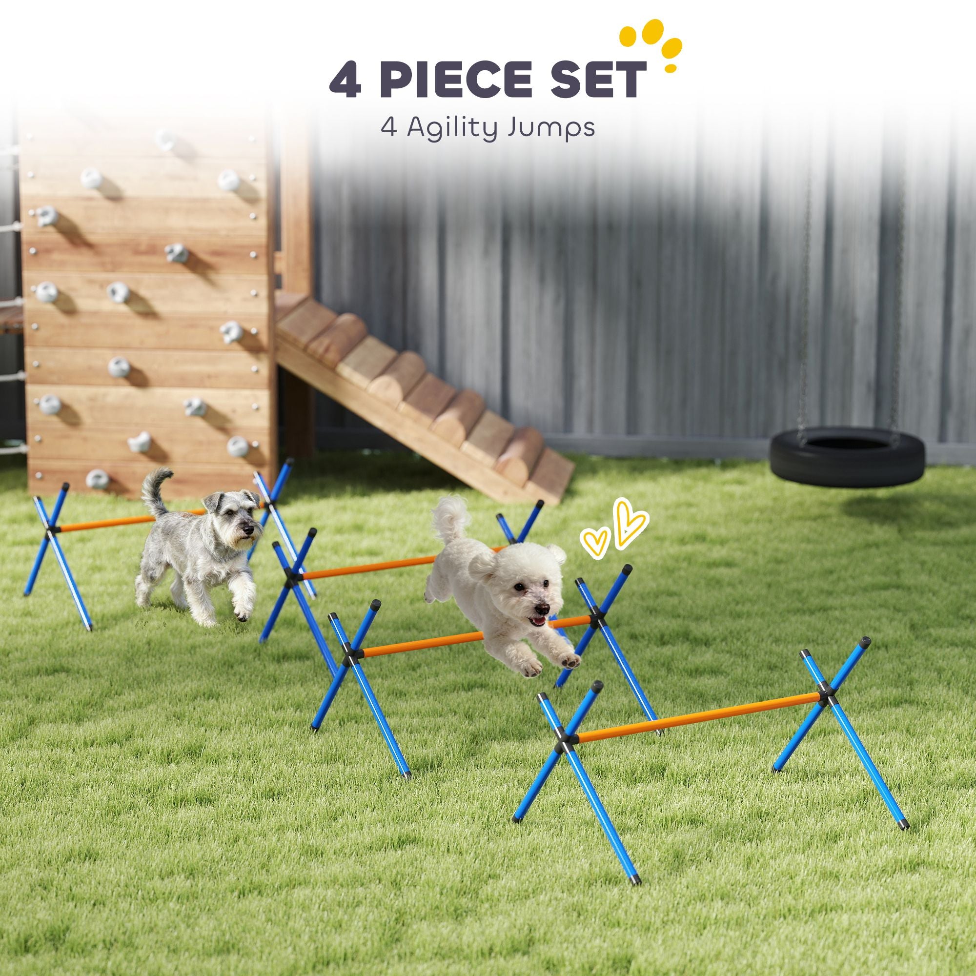 4 Pieces Dog Agility Equipment, Dog Agility Course Backyard Set with Adjustable Height Jump Bars and Carry Bag