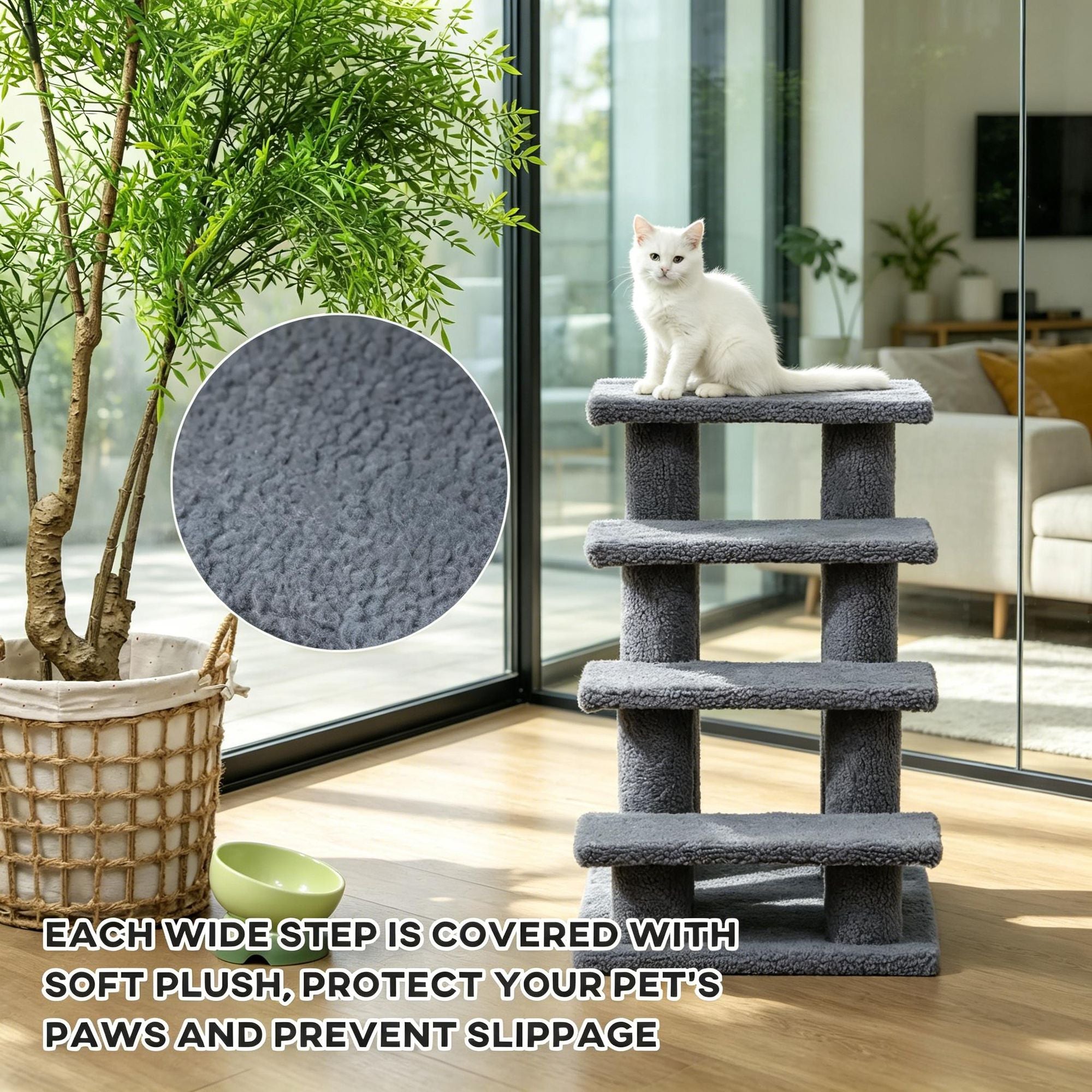 Multi-Level Carpeted Cat Scratching Stairs for Play and Rest