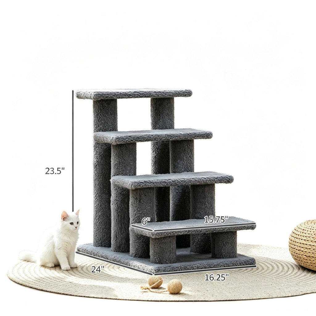Multi-Level Carpeted Cat Scratching Stairs for Play and Rest