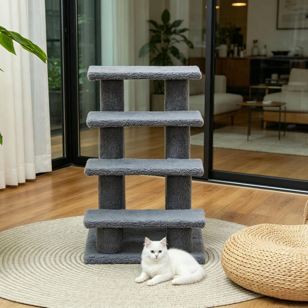Multi-Level Carpeted Cat Scratching Stairs for Play and Rest
