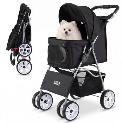 4 Wheel Pet Stroller for Small Dogs Cats up to 33 LBS