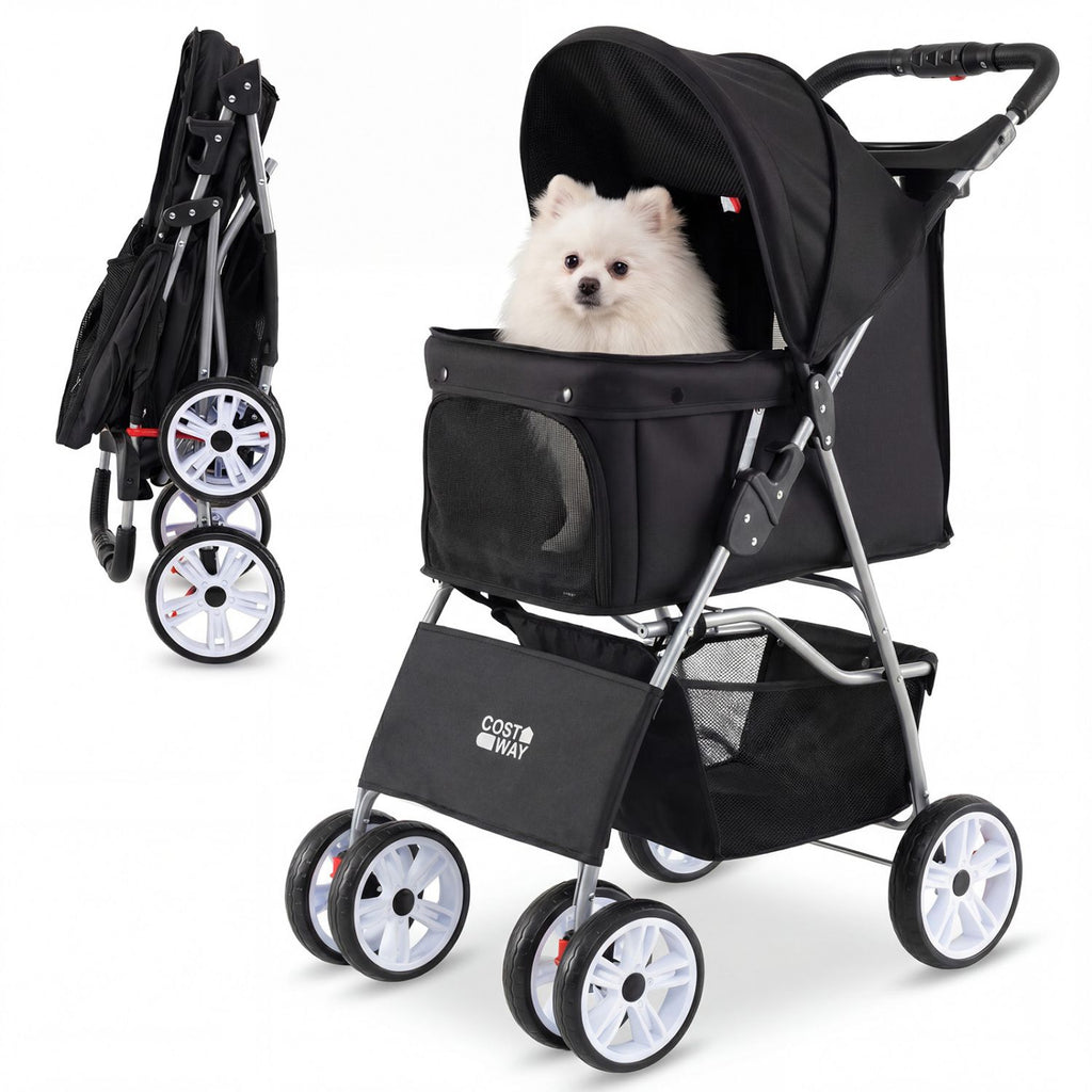 4 Wheel Pet Stroller for Small Dogs Cats up to 33 LBS