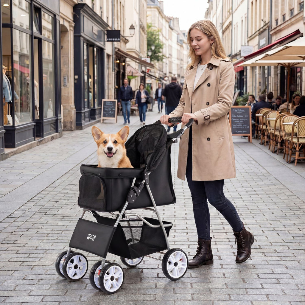 4 Wheel Pet Stroller for Small Dogs Cats up to 33 LBS