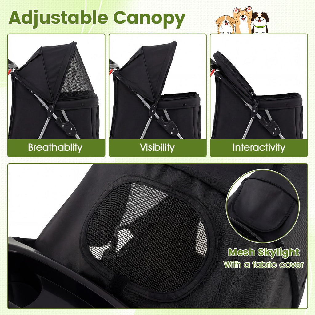 4 Wheel Pet Stroller for Small Dogs Cats up to 33 LBS