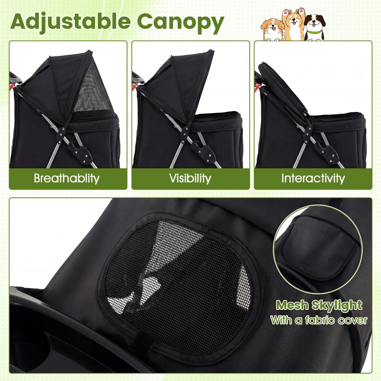 4 Wheel Pet Stroller for Small Dogs Cats up to 33 LBS
